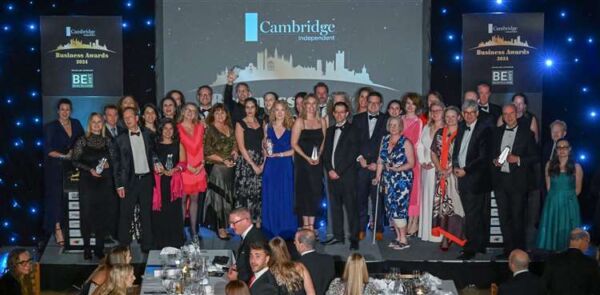 Winners of the Cambridge Business Awards on the stage